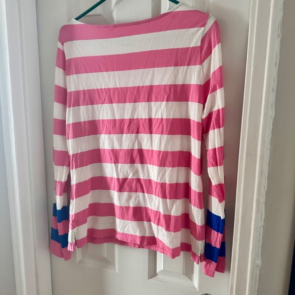 BODEN Ella Long Sleeve Breton-Pink Rose Gallery Blue Cuff - Picture 4 of 4